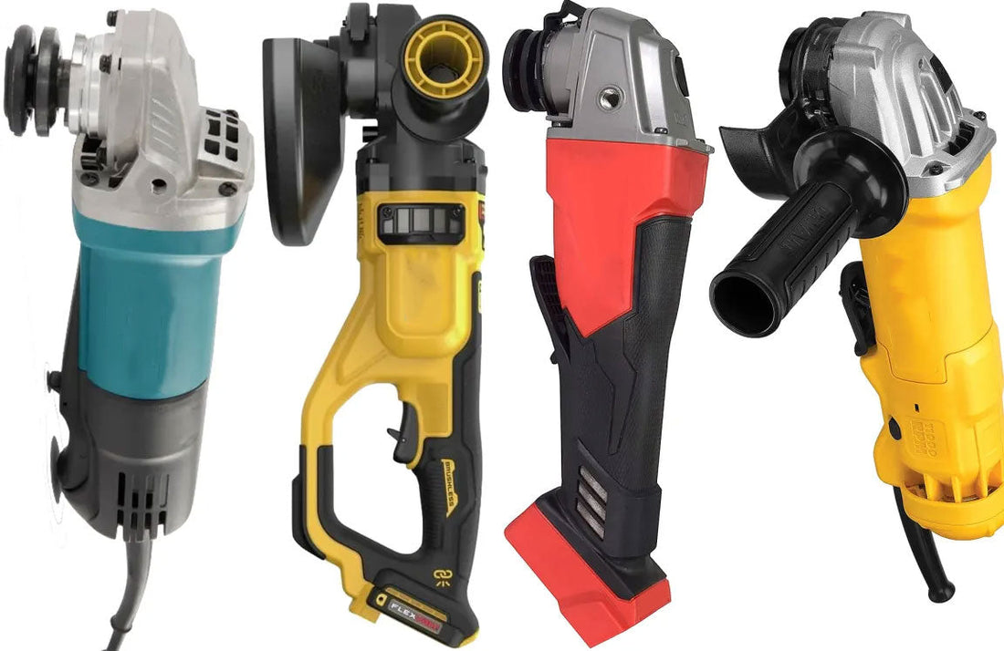 Four angle grinders suitable for polishing aluminum