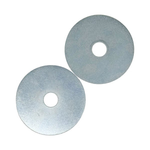 3-inch by 5/8-inch flat steel safety flanges designed for securing buffing wheels during high-speed polishing.