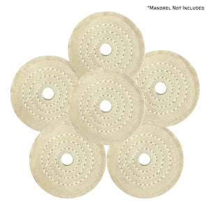 Assorted mini buffing wheels in yellow mill treat and untreated varieties, suitable for detailed polishing projects.