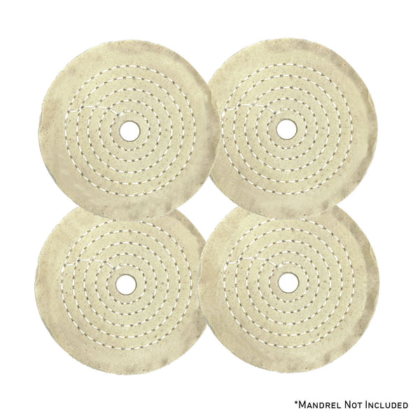 Assorted Mini Buffing Wheels in yellow mill treat and untreated muslin, available in mixed diameter kits for detailed metal polishing.