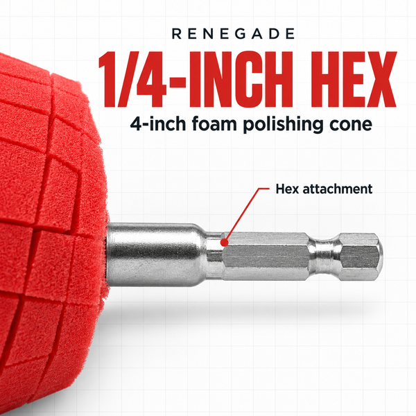 4-Inch Foam Polishing Cone with 1/4" Hex Attachment