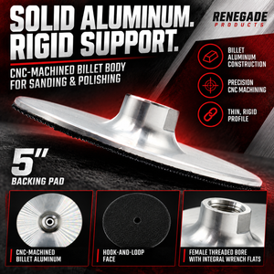 5" Billet Aluminum Hook & Loop Sanding and Polishing Backing Pad (5/8"-11 Thread)