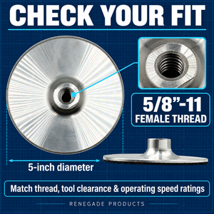5" Billet Aluminum Hook & Loop Sanding and Polishing Backing Pad (5/8"-11 Thread)