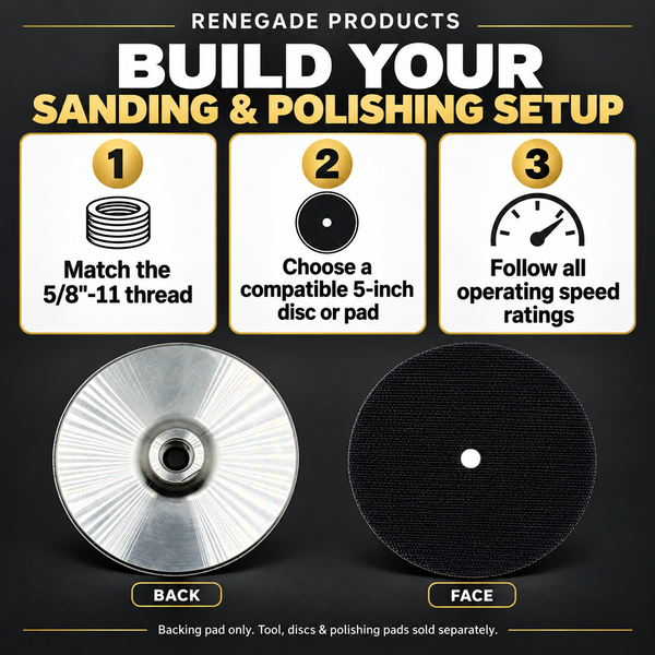5" Billet Aluminum Hook & Loop Sanding and Polishing Backing Pad (5/8"-11 Thread)