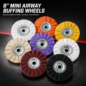 Complete assortment of six-inch Mini Airway Buffing Wheels