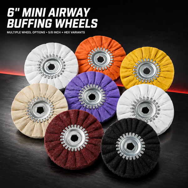 Complete assortment of six-inch Mini Airway Buffing Wheels