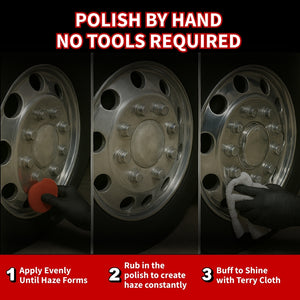 Renegade Products Red Metal Polish, providing a show shine finish for wheels and metal surfaces.