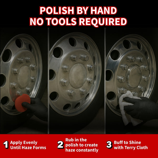 Renegade Products Red Metal Polish, providing a show shine finish for wheels and metal surfaces.