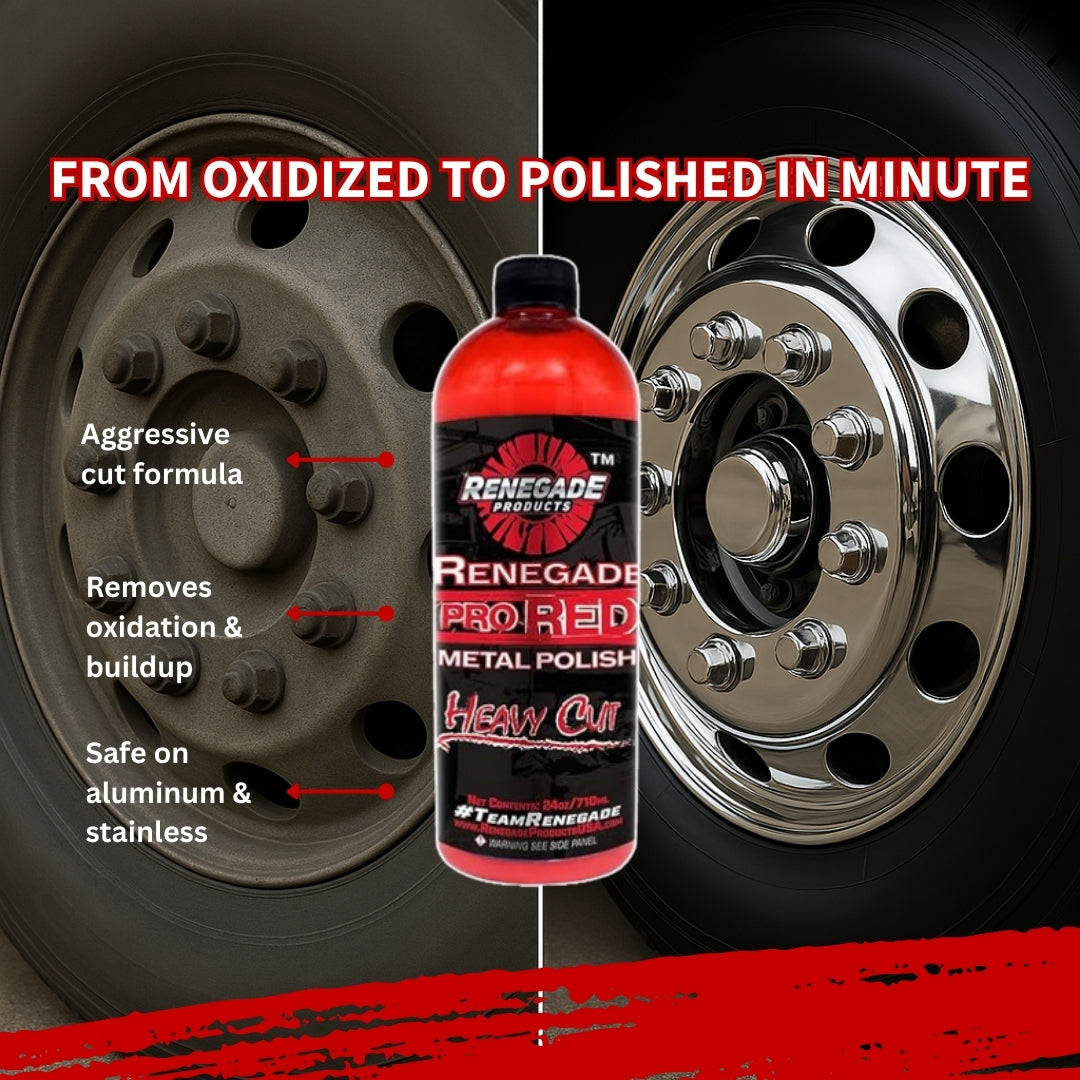 Before and after: Pro Red restoring an oxidized truck wheel