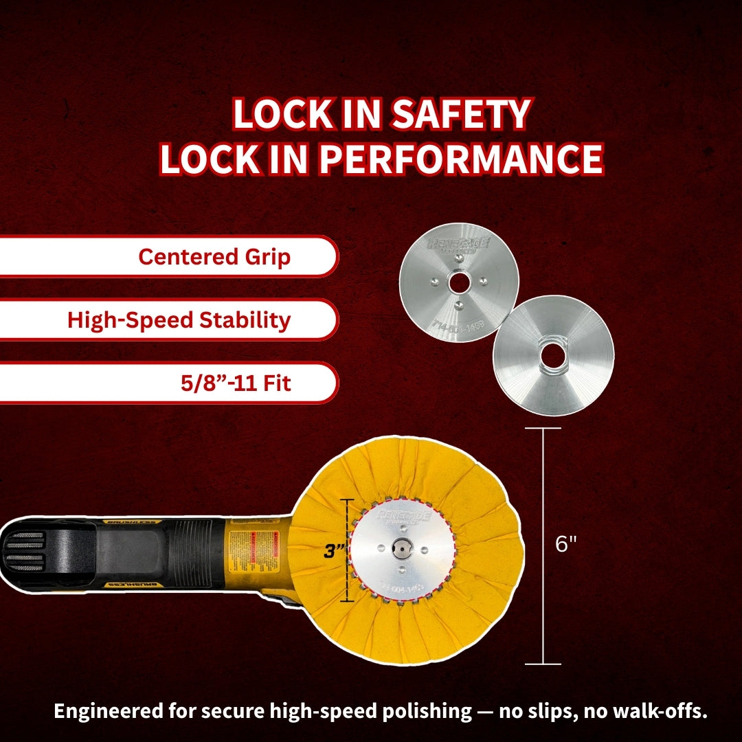 Insertable Safety Flanges for High Speed Polishing (For Buffing Wheels WITH Center Plates)