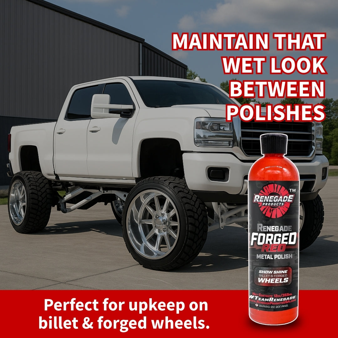 Forged Red maintaining the polished wet look of billet and forged wheels