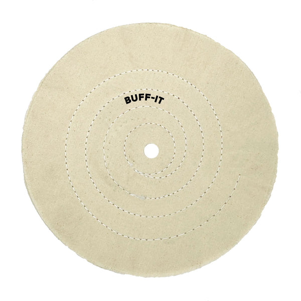 Assorted Specialty Stitched Buffing Wheels in various sizes and ply configurations for efficient and controlled metal polishing.