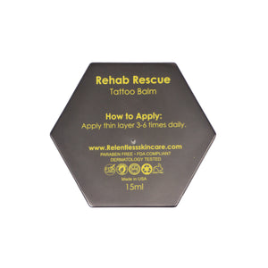 15 ml Rehab Tattoo Balm Hex with argan oil, aloe vera, and coconut oil in a compact hex-shaped container.
