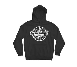 Unisex Renegade Products hoodie with Buffing Wheel logo on the front and plain back, displayed on a neutral background.