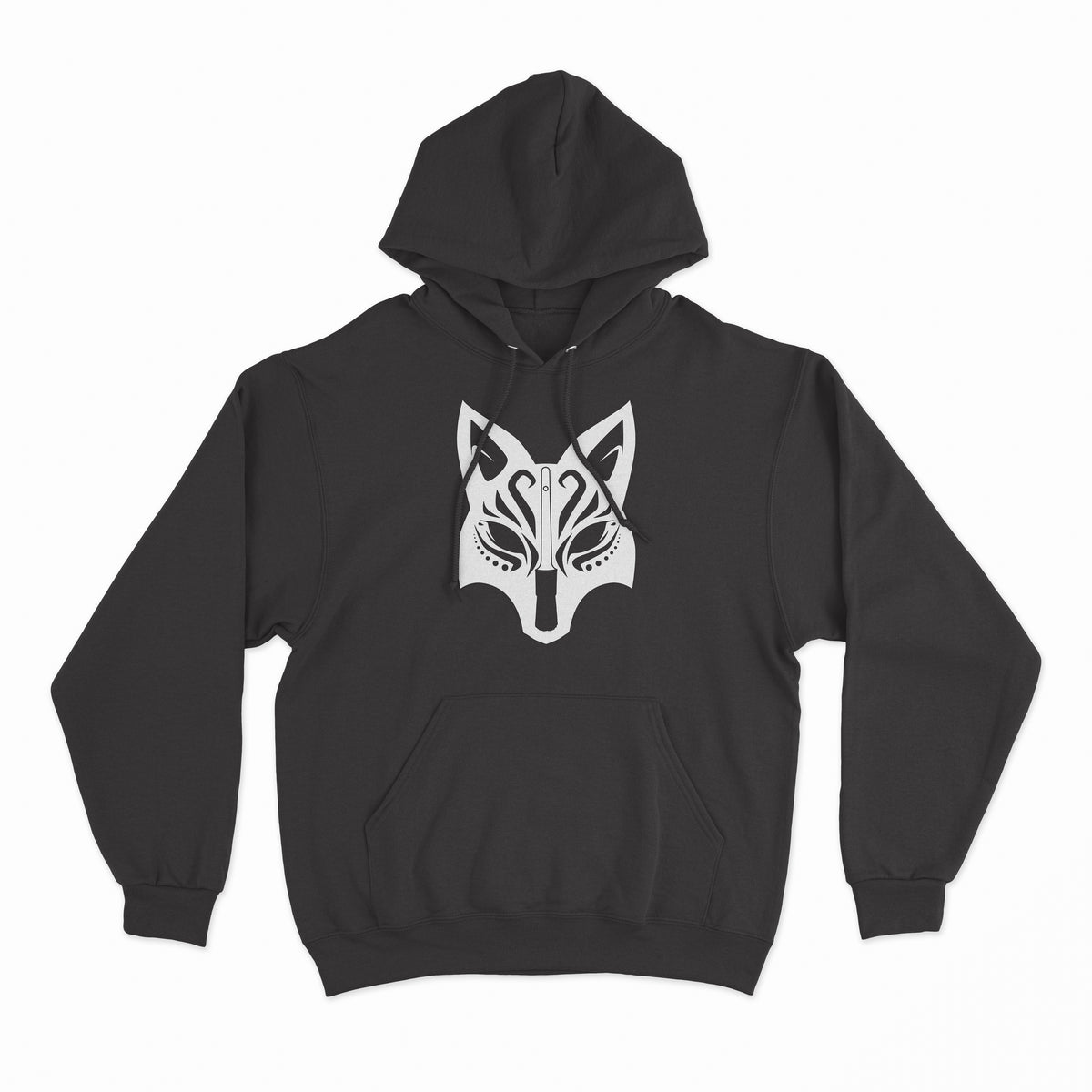 Unisex &#39;The Foxy Detailer&#39; hoodie in gray, made of 100% ringspun cotton, displayed with size chart.
