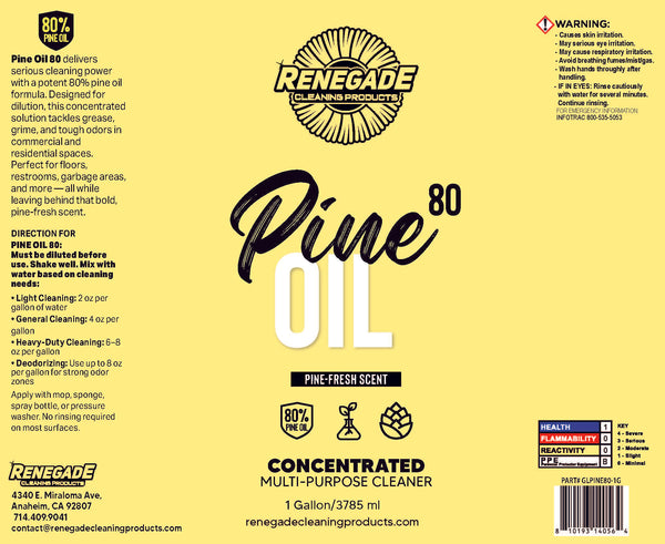 Nettoyant à l'huile de pin 80 : 80 % d'huile de pin pure - 946 ml et 3,8 L, désinfectant à base de plantes