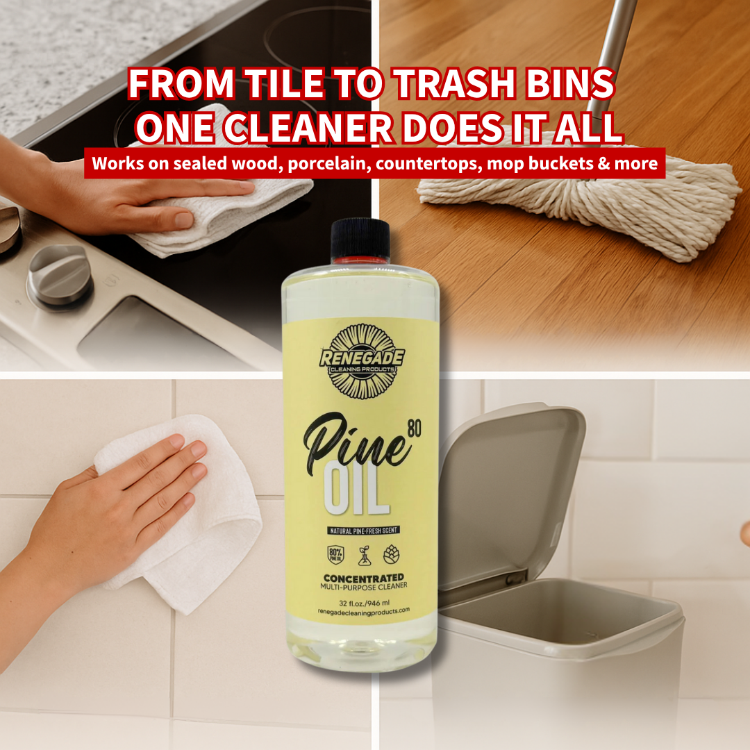Pine Oil 80 concentrated cleaner for sealed wood, porcelain, countertops and trash bins