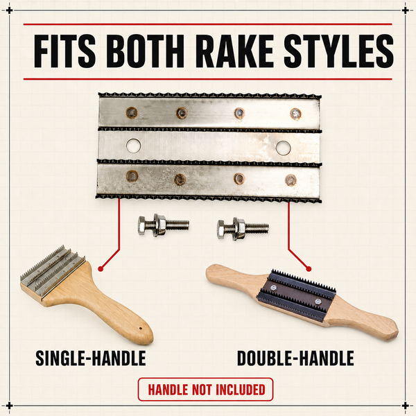Rake Head Refill with Screws (for Single and Double-Handle Buffing Wheel Rakes)