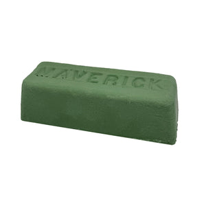 Green, white, blue, yellow, and wild berry metal polishing compounds displayed for buffing wheel use.