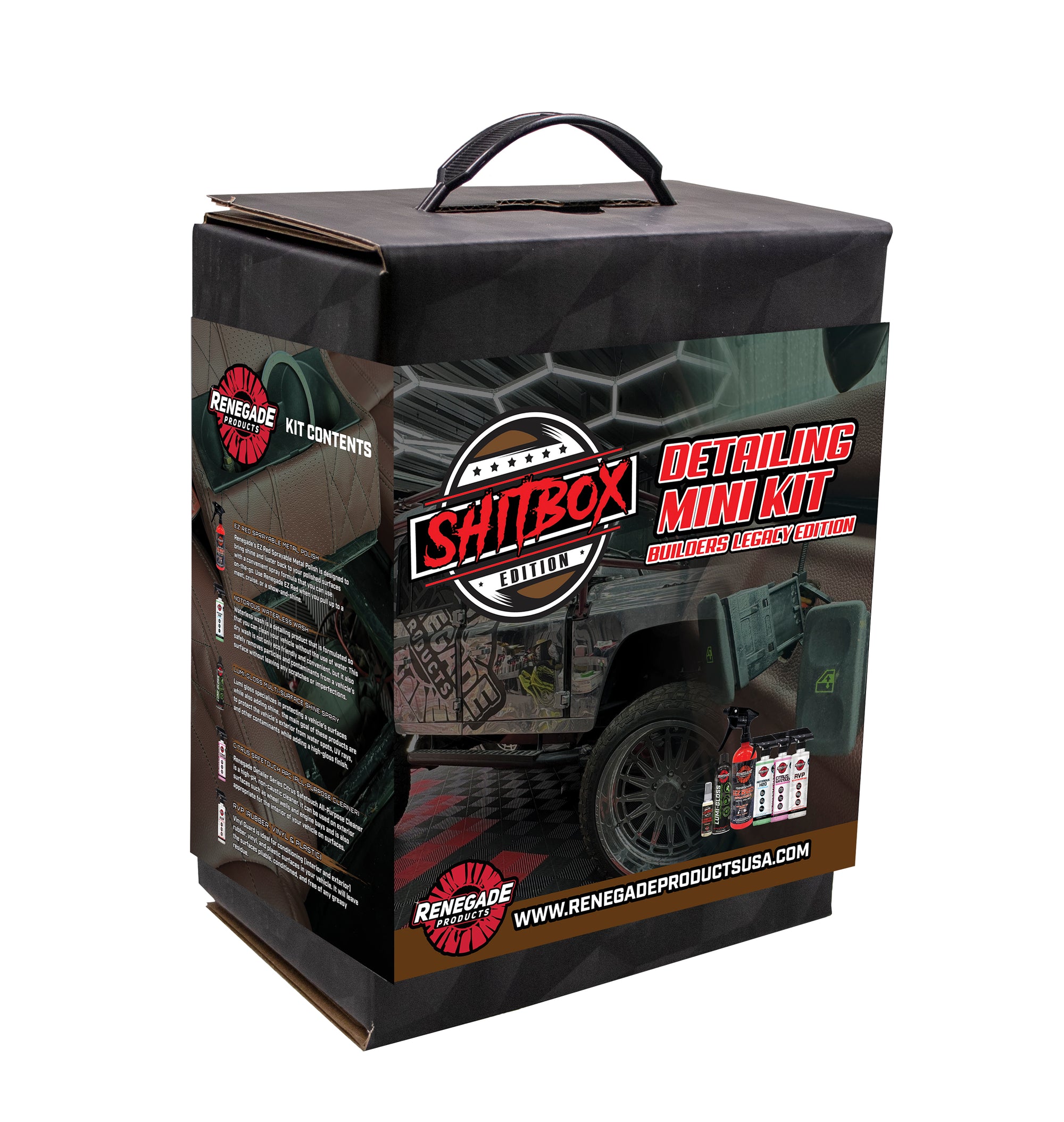 Complete S#itbox Mini Detailing Kit with cleaners, polishes, and accessories for vehicle care.