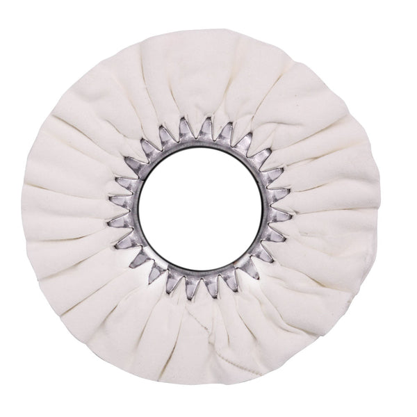 Case Pack of 5 Airway Buffing Wheels for metal polishing, featuring various stiffness levels tailored for different metals.