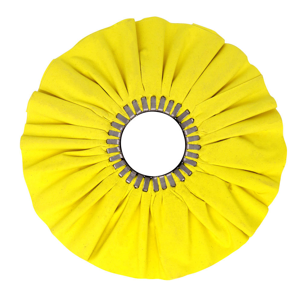 Case Pack of 5 Airway Buffing Wheels for metal polishing with various stiffness levels, suitable for aluminum and stainless steel.
