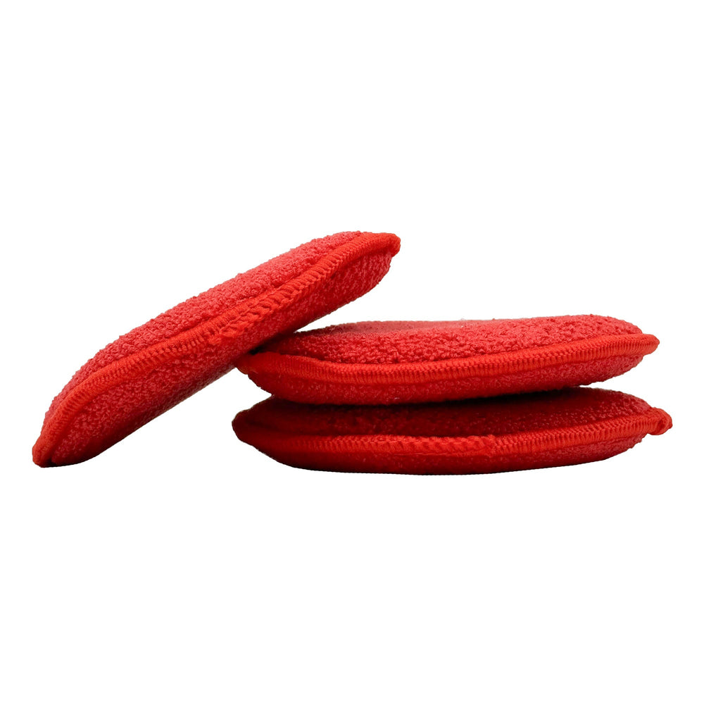 5-inch Premium Microfiber Round Pad with terry weave for safe application of car care products.