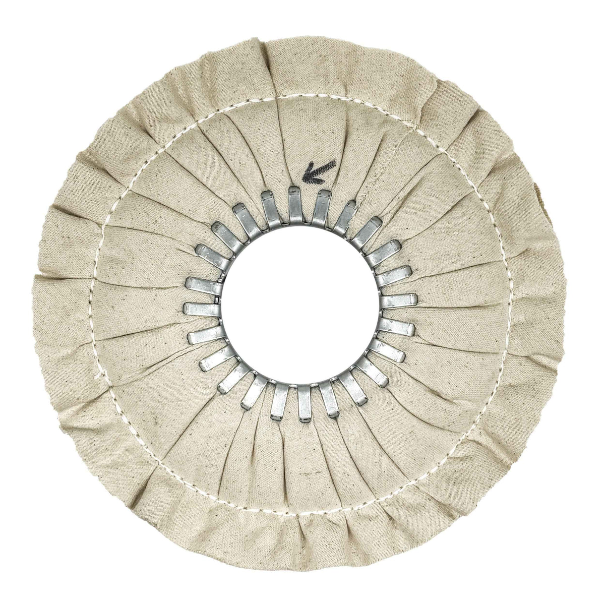 image of renegade products mid-range airway buffing wheel showing single stitch no center plate variant on a white background