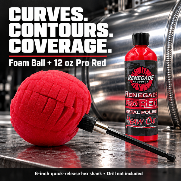 Foam Cone & Foam Ball Polishing Bundles with 12 oz Pro Red Heavy Cut Metal Polish