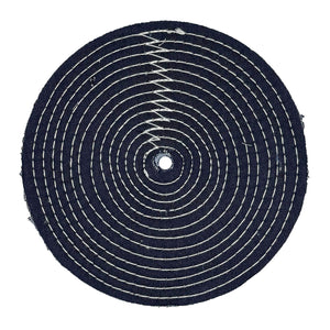 10 inch denim buffing wheel with 16 plys of fabric and 13 rows of cotton stitching