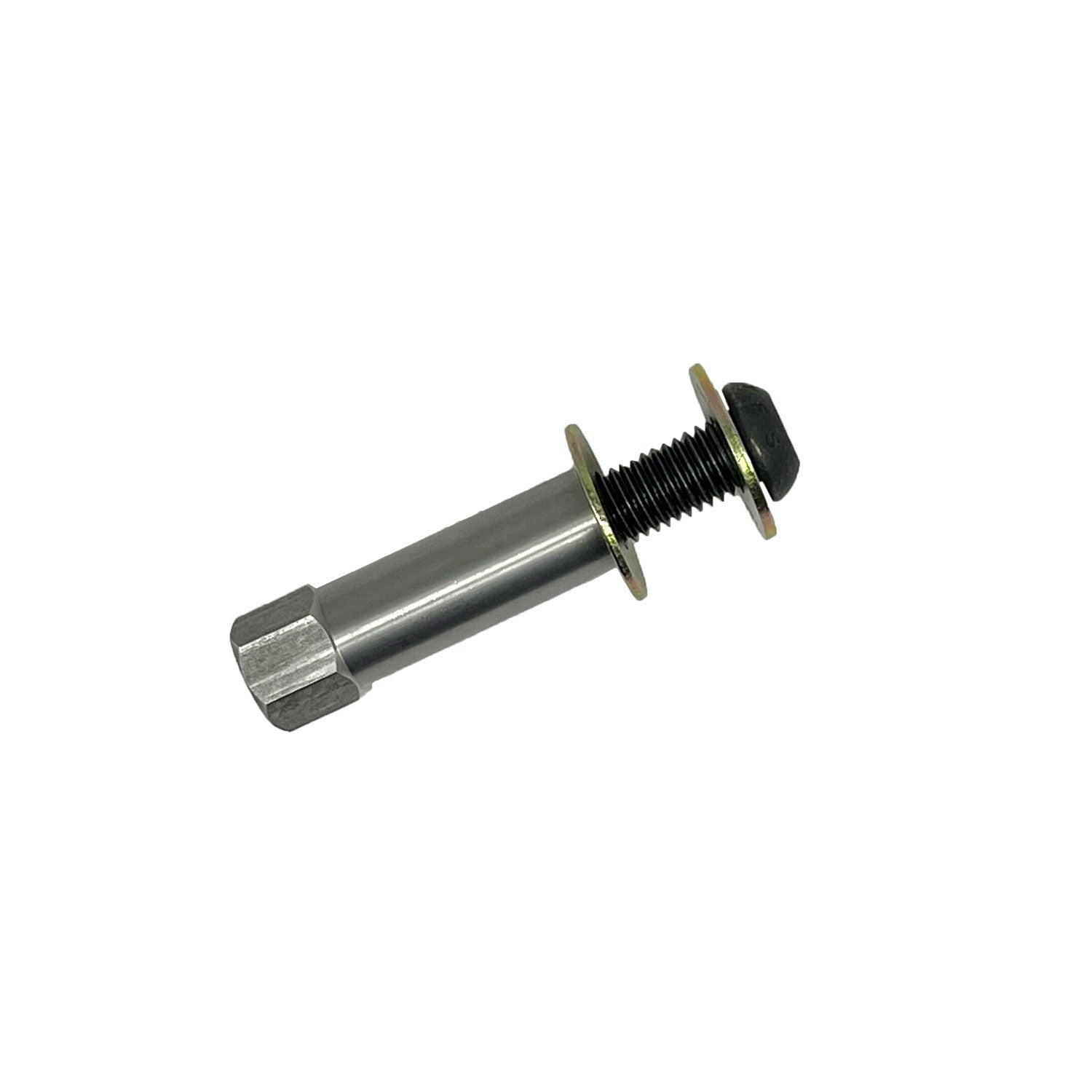 Angle Grinder Extender Shaft with 5/8-11 thread and locking bolt, enhancing grinder reach and dual buffing capacity.