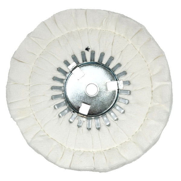 9-inch Stitched Airway Buffing Wheels in various colors for precise metal polishing.