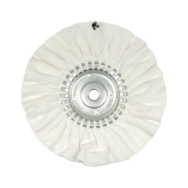 Assorted 9-inch Solid-Center Airway Buffing Wheels designed for metal polishing, available in different colors for specific metals.