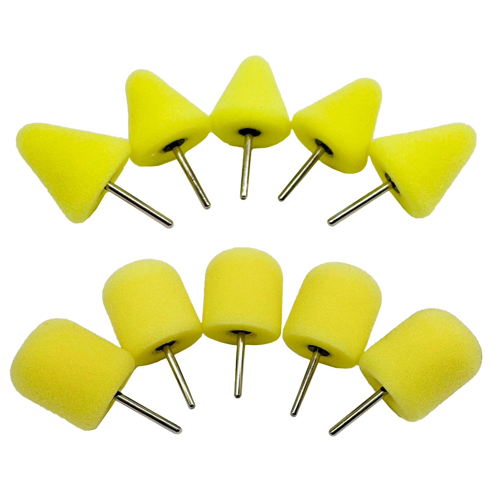 Pack of 5 foam polishing bits with 1/8 shank for detailed metal restoration on hard-to-reach surfaces.