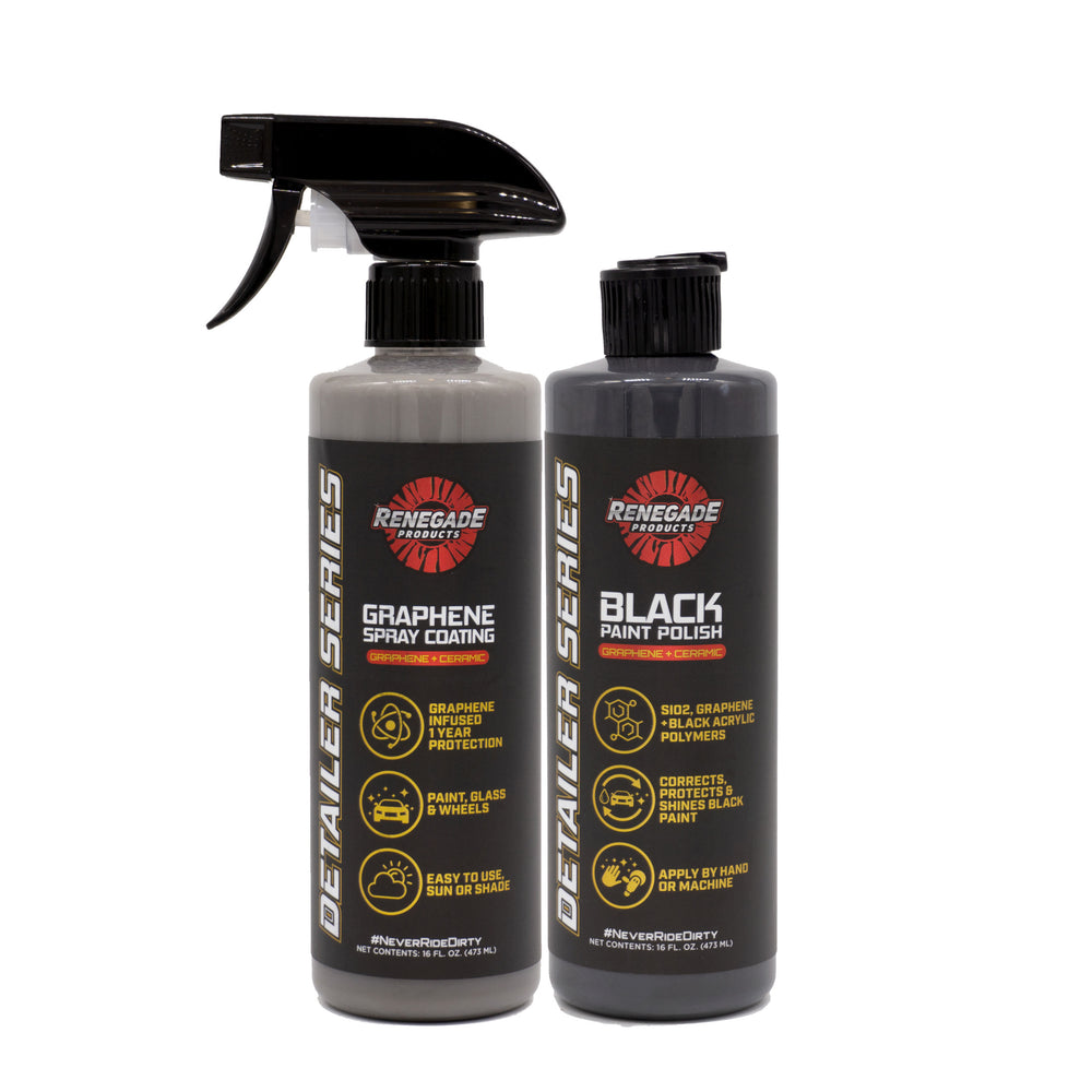 Graphene Polish & Protect Kit - Renegade Products Graphene Spray Coating and Graphene Black Paint Polish on a white background