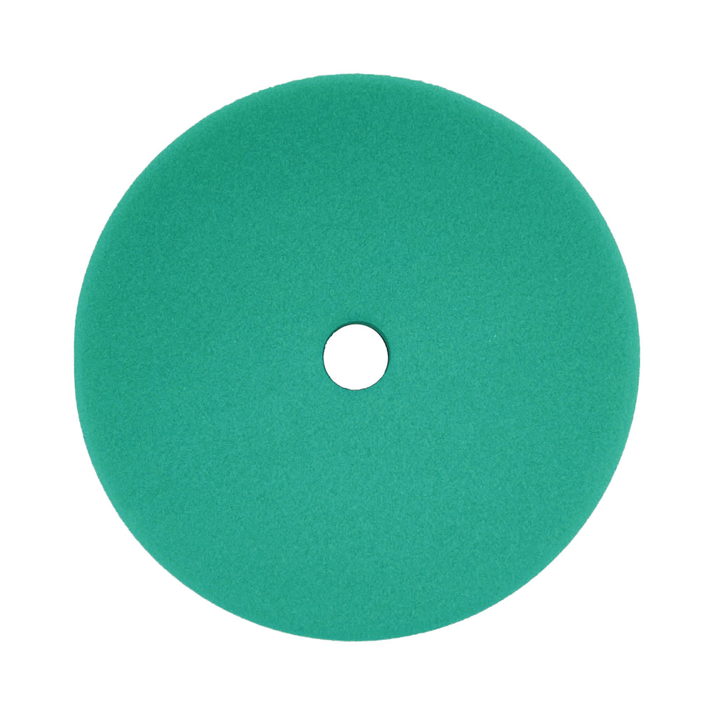 Assorted 6-inch foam polishing pads with different colors for varying degrees of abrasion, designed for metal and paint restoration.