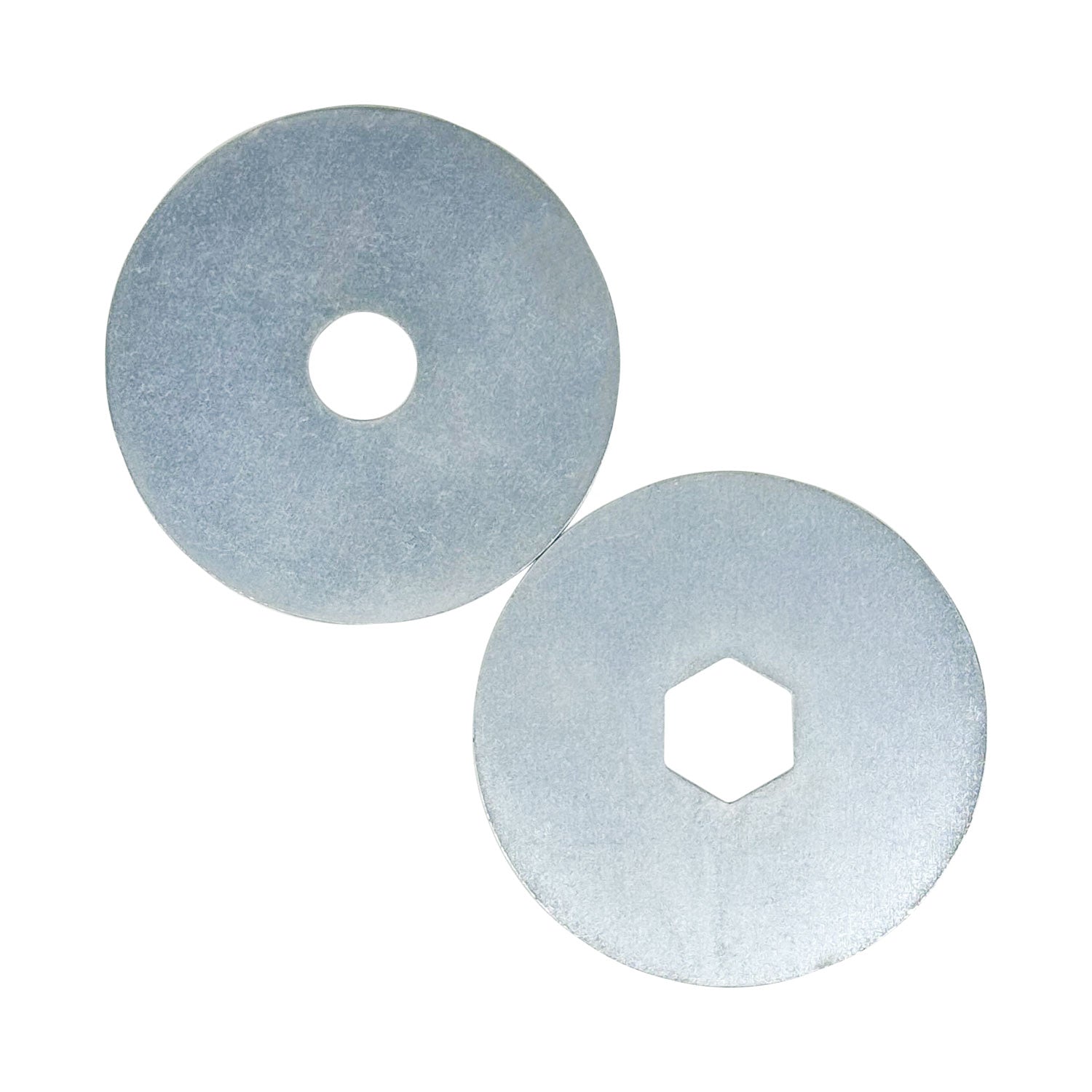 Alt text: 3-inch Hex Flat Steel Safety Flanges used for securing mini airway buffing wheels during high-speed polishing.