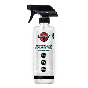 Spray bottle of Renegade Hydro Guard Sealant spray, with advanced SiO2 and synthetic sealer technology for superior shine and protection, UV protection, and enhanced gloss, on white background 
