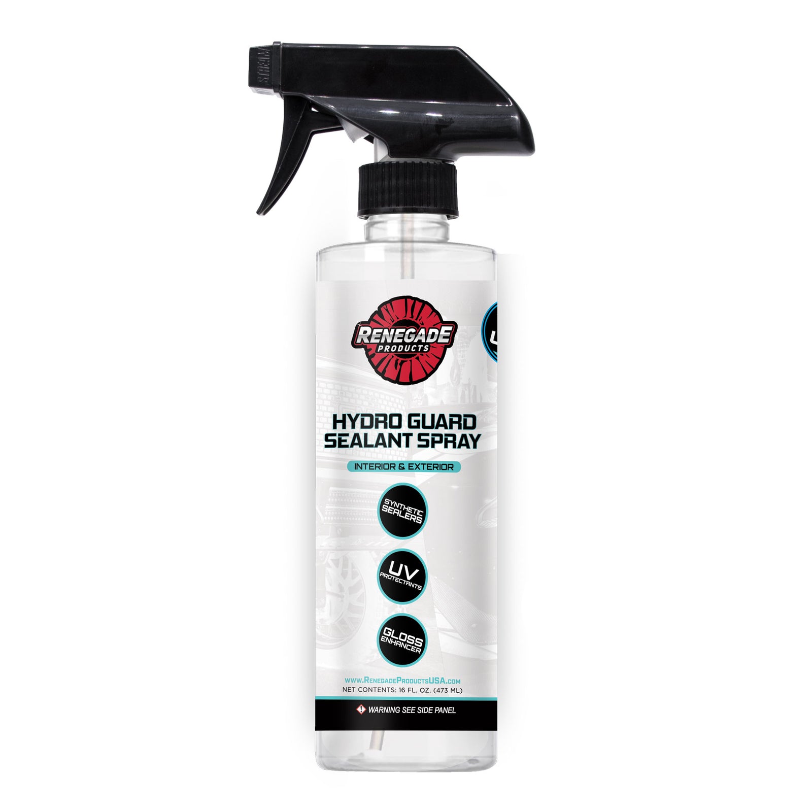Spray bottle of Renegade Hydro Guard Sealant with advanced SiO2 technology for superior shine and protection.