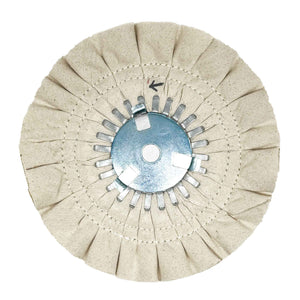 image of renegade products mid-range airway buffing wheel showing double stitch with center plate variant on a white background