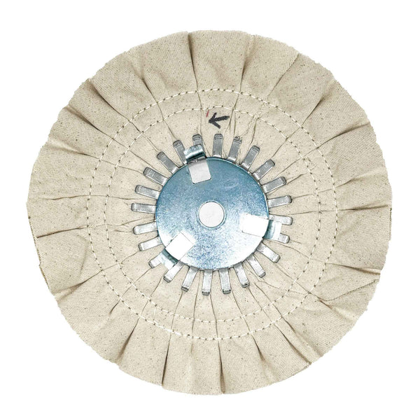 image of renegade products mid-range airway buffing wheel showing double stitch with center plate variant on a white background
