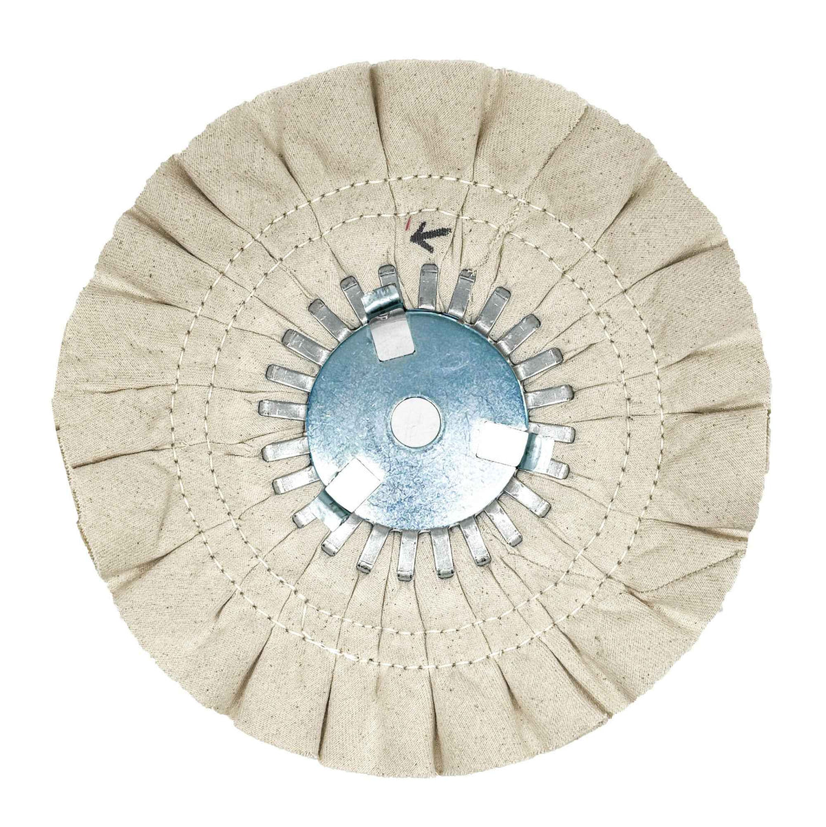 image of renegade products mid-range airway buffing wheel showing double stitch with center plate variant on a white background