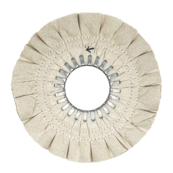 image of renegade products mid-range airway buffing wheel showing double stitch no center plate variant on a white background
