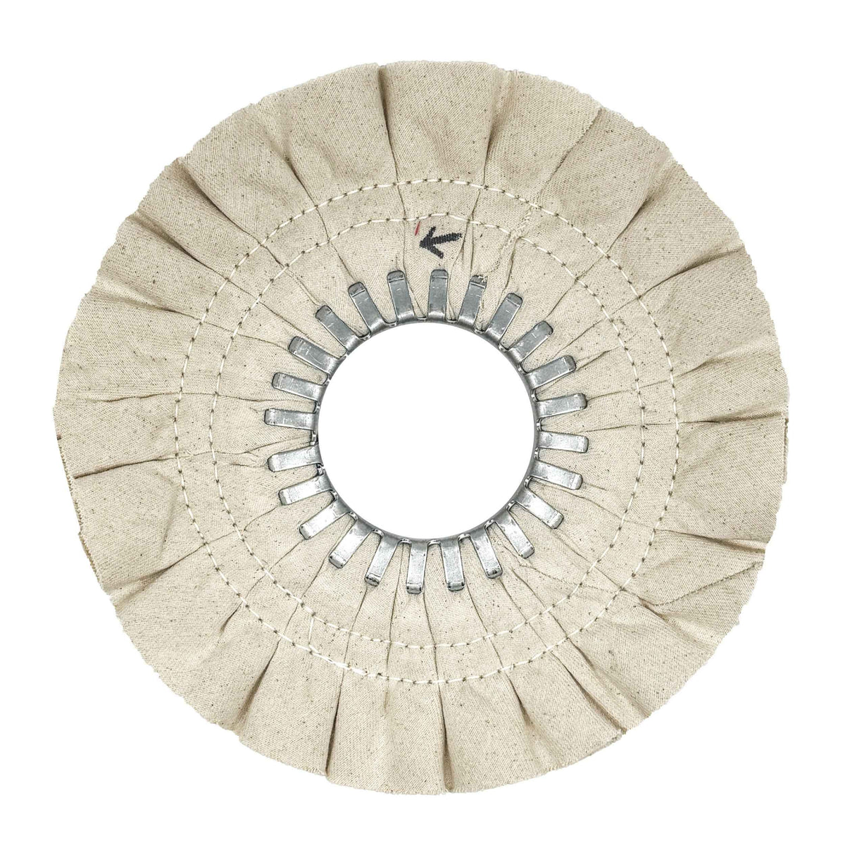 image of renegade products mid-range airway buffing wheel showing double stitch no center plate variant on a white background