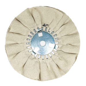 image of renegade products mid-range airway buffing wheel showing no stitch  with center plate variant on a white background