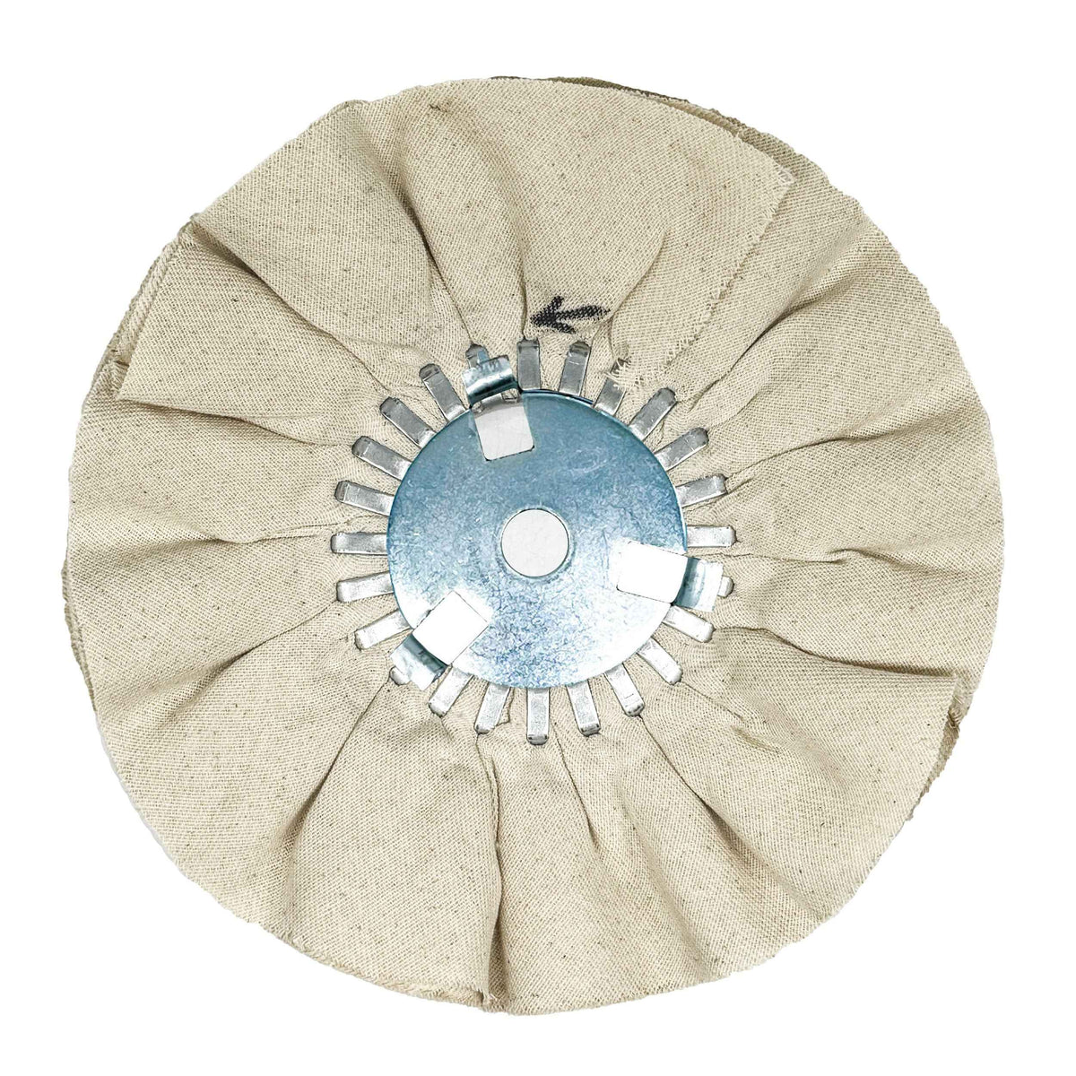 image of renegade products mid-range airway buffing wheel showing no stitch  with center plate variant on a white background