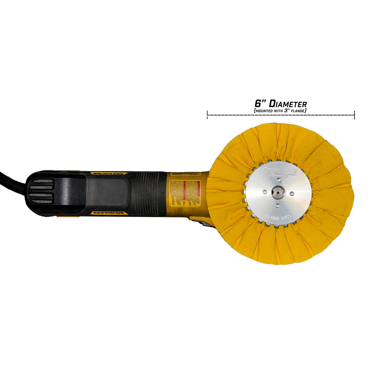 6-inch Mini Airway Buffing Wheels designed for detailed metal polishing on smaller grinders, suitable for various metals.