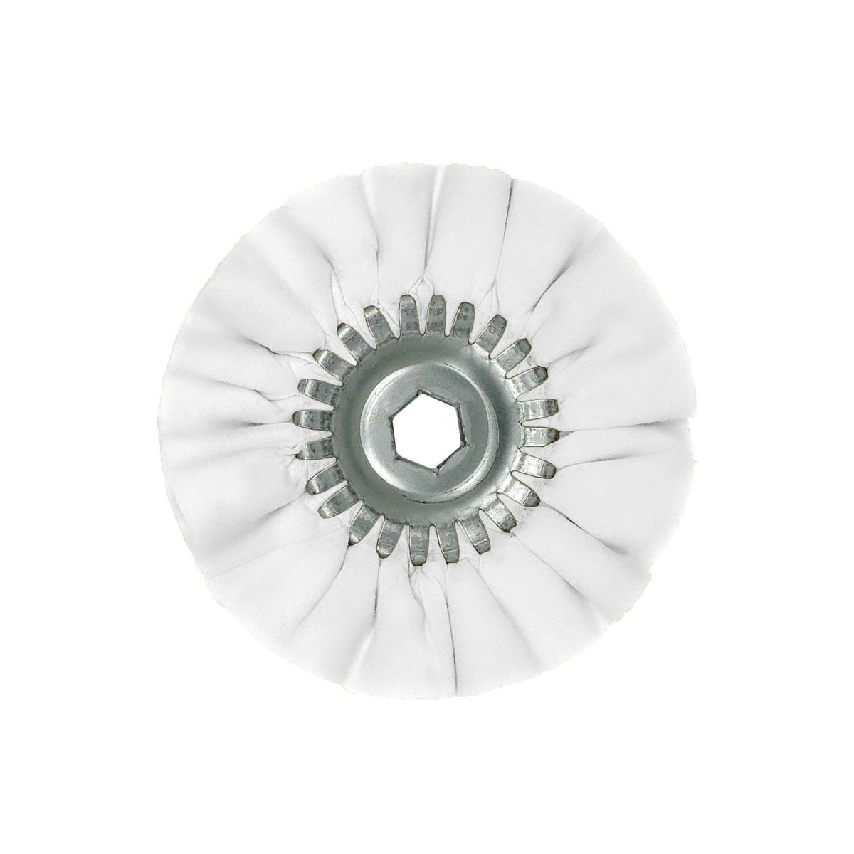 Six-inch Mini Airway Buffing Wheels designed for detailed metal polishing on smaller grinders.