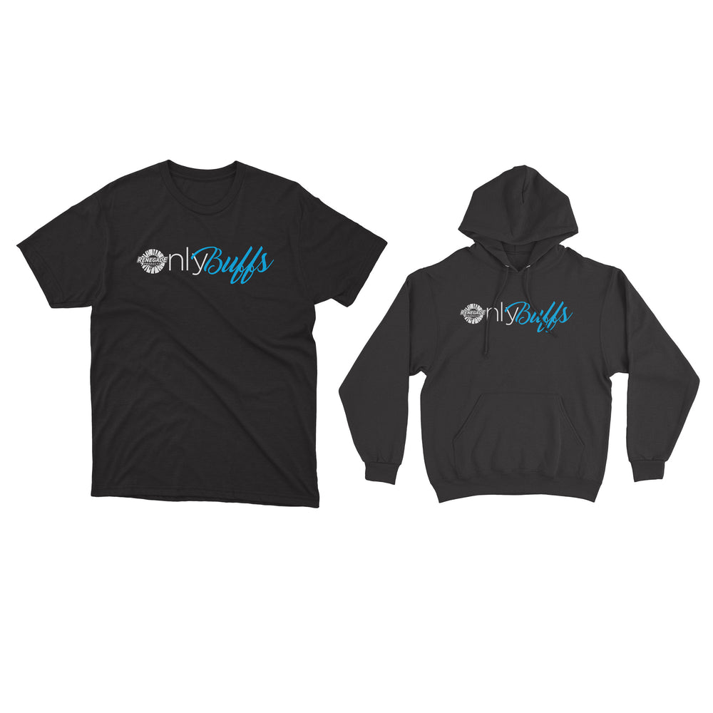 Unisex 'Only Buffs' t-shirt in white, made from 100% ringspun cotton, featuring reinforced stitching and available in sizes S to 3XL.