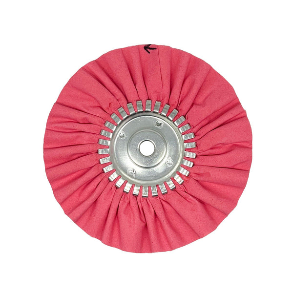 Assorted 9-inch Solid-Center Airway Buffing Wheels designed for metal polishing, available in multiple colors for different metal types.